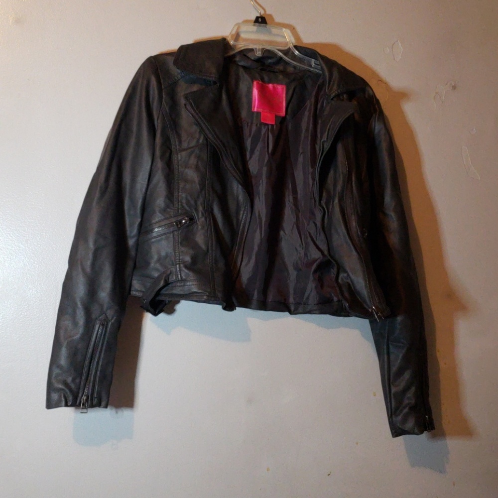 Pink Envelope Faux Leather Jacket